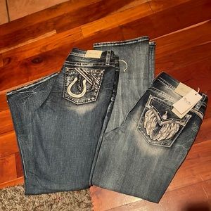 2 Women’s Miss Me Jeans sz 32. Stretchy, curvy, boot cut. Brand new!!!